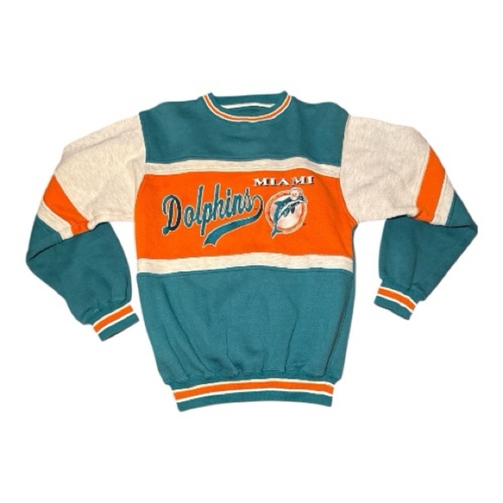 Vintage 90s LOGO 7 Miami Dolphins Sweatshirt Medium  RARE